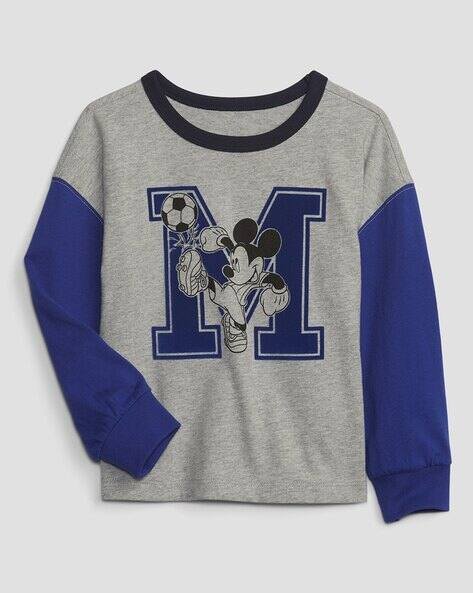 Gap Kids Boys Mickey Mouse Print Relaxed Fit Round-Neck T-Shirt