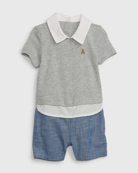 Gap Kids Teddy Embroidered Cotton Romper