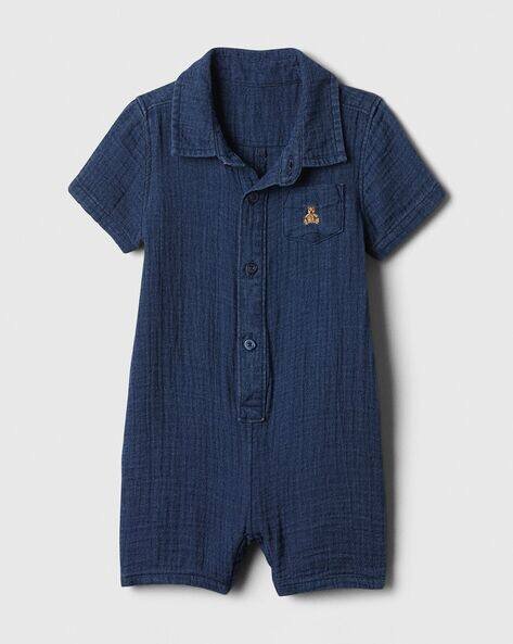 Gap Kids Button-Down Collared Striped Woven Onesie