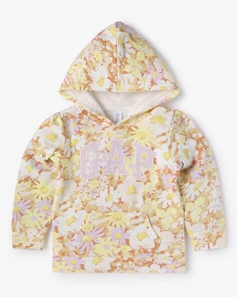 Gap Kids Floral Print Hoodie with Embroidered Logo