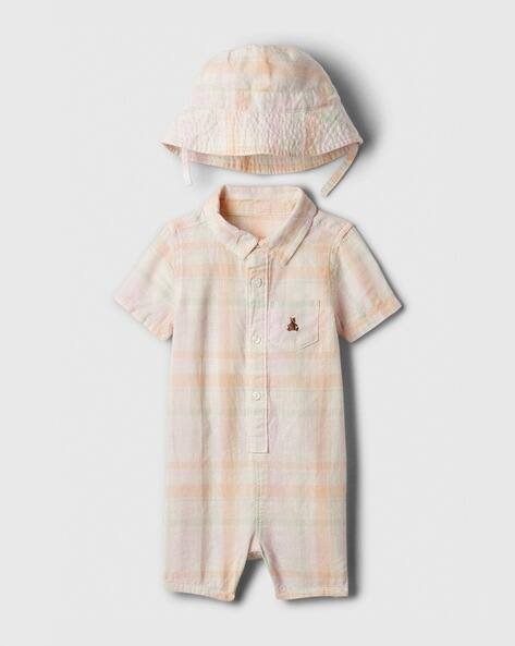 Gap Kids Linen Check One-Piece with Hat