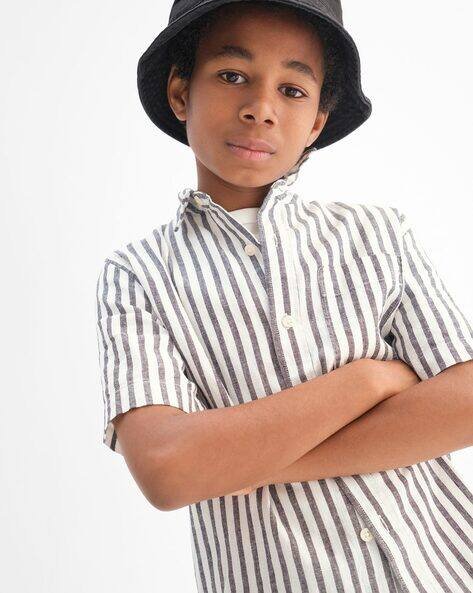 Gap Kids Striped Linen Blend Shirt with Spread Collar