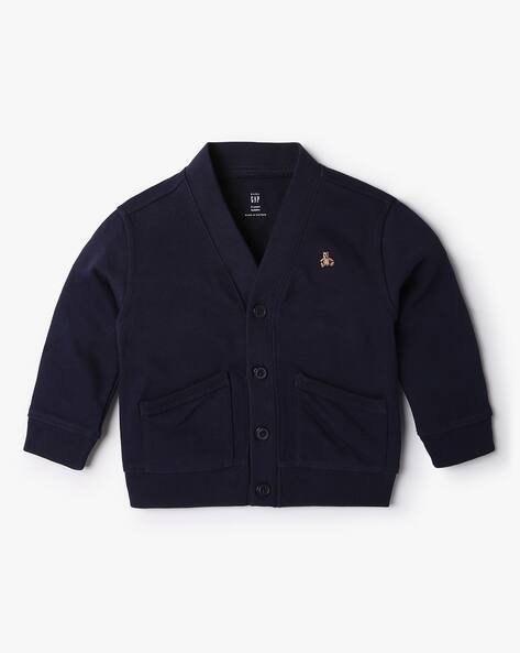 Gap Kids Boys Button-Front Cardigna with Patch Pockets