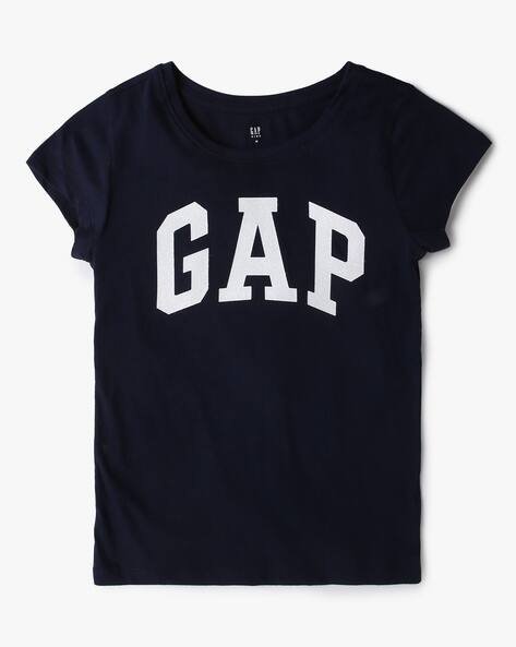 Gap Kids Girls Logo Print Relaxed Fit Organic Cotton Round-Neck T-Shirt