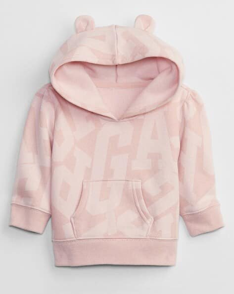 Gap Kids Girls Brand Print Hoodie with Kangaroo Pocket