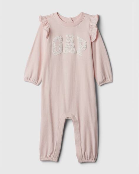 Gap Kids Girls Floral Logo Print One-Piece with Flutter Sleeves