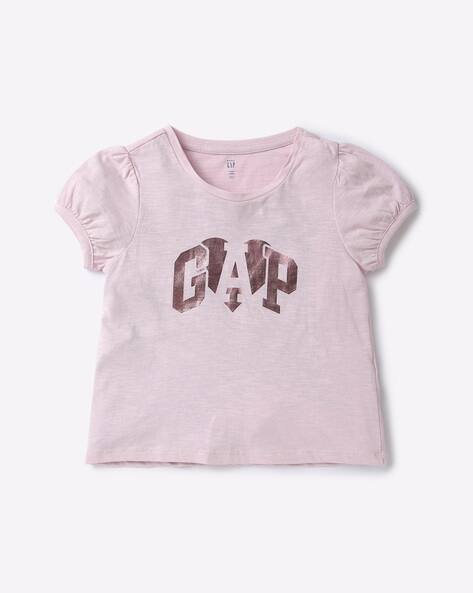 Gap Kids Logo Print T-Shirt with Puff Sleeves
