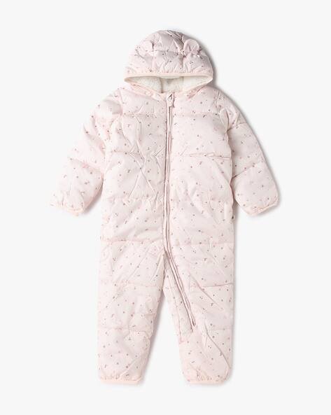 Gap Kids Unisex Floral Print Puffer Snowsuit with Attached Hoodie