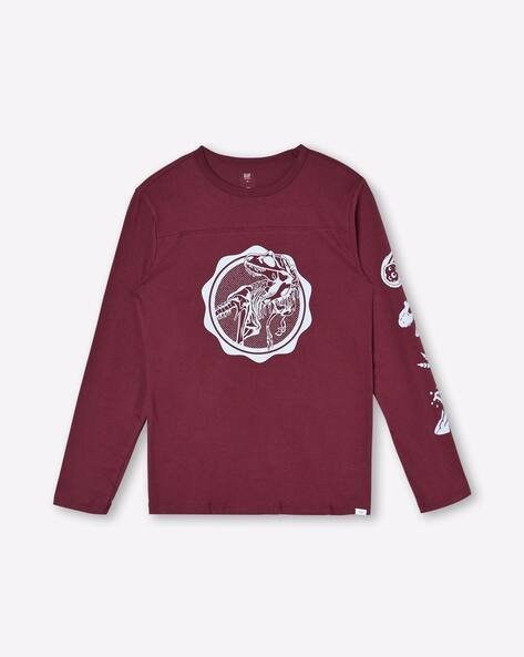 Gap Kids Typographic Print Round Neck Full Sleeves T-Shirt