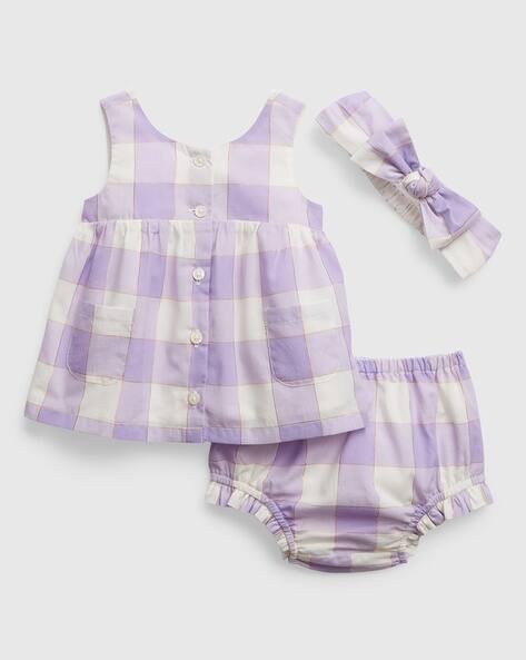Gap Kids Checked A-Line Dress with Headband & Bloomers