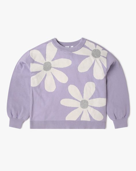 Gap Kids Girls Floral Pattern Sweater