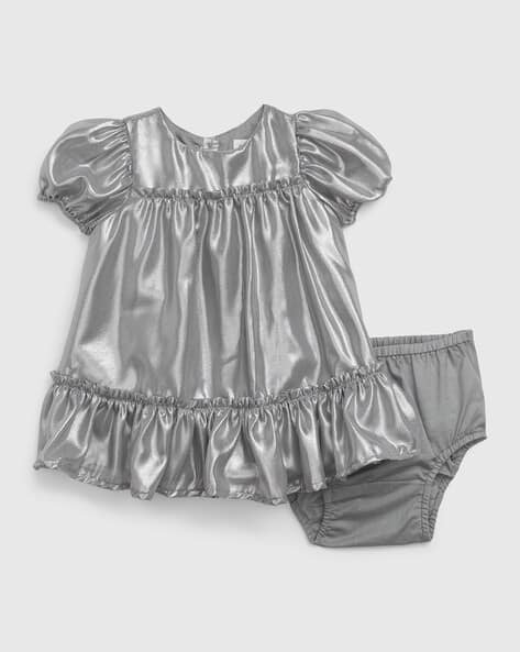 Gap Kids Round-Neck Tiered Satin Dress