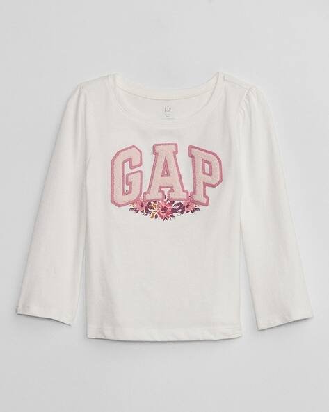 Gap Kids Girls Brand Print Relaxed Fit Cotton Round-Neck T-Shirt