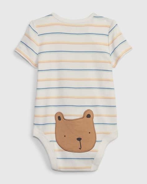 Gap Kids Striped Cotton Bodysuit with Brannan Bear Applique