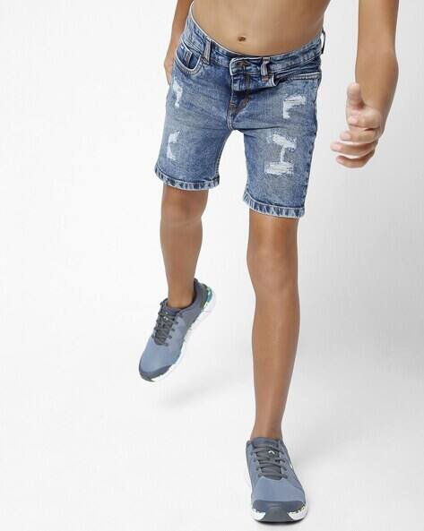 GAS Washed Distressed Denim Shorts
