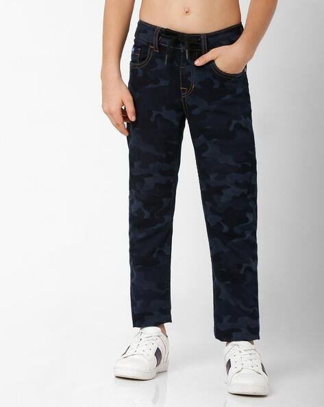 GAS Camouflage Print Jeans with Drawstring Fastening