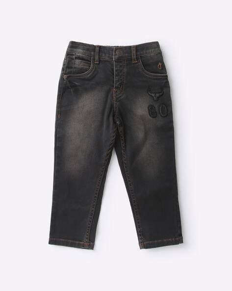 GINI & JONY Heavily Washed Straight Fit Jeans with Applique
