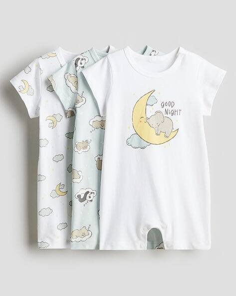 H&M Infants Pack of 3 Printed Cotton Sleepsuits