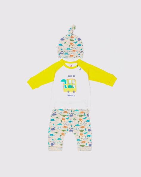 H by Hamleys Printed T-shirt & Pants with Beanie