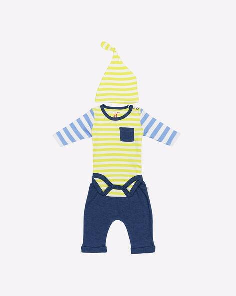 H by Hamleys Striped Bodysuit with Pants & Beanie