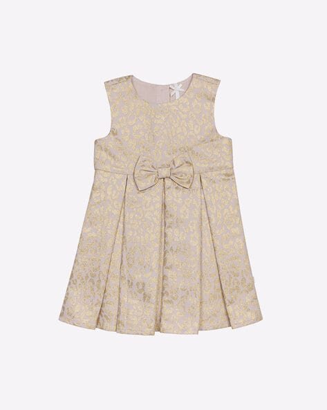 H by Hamleys Pleated A-line Partywear Dress with Bow Detail