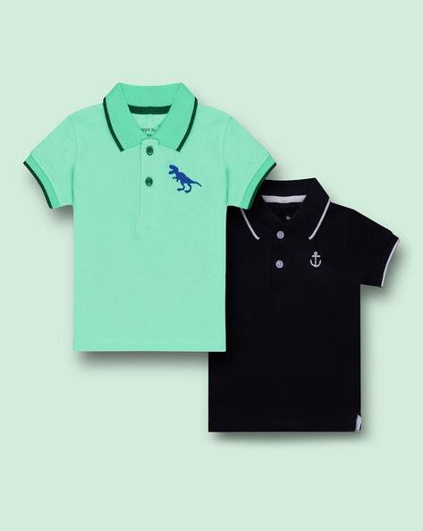 HAPPLE HUGS Pack of 2 Embroidered Regular Fit Polo T-Shirts