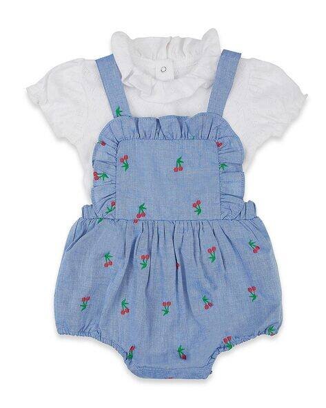 Haus & Kinder Floral Print Cotton Onesies with T-Shirt