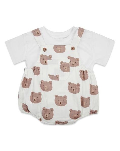 Haus & Kinder Printed Cotton Onesies with T-Shirt