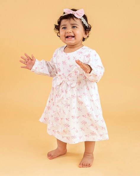 Haus & Kinder Floral Print A-Line Dress with Bloomers