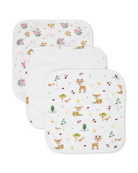 Haus & Kinder Pack of 3 Printed High Absorbent Reusable Face Towels 12" x 12"
