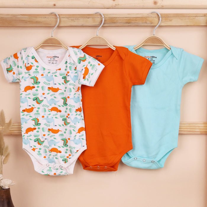 Organic Cotton Baby Onesie, Dino, Pack of 3 - Moms Home Baby Romper
