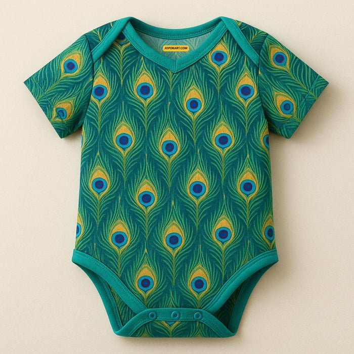 Lord Muruga Peacock Feather Baby Romper - Jopokart Baby Romper