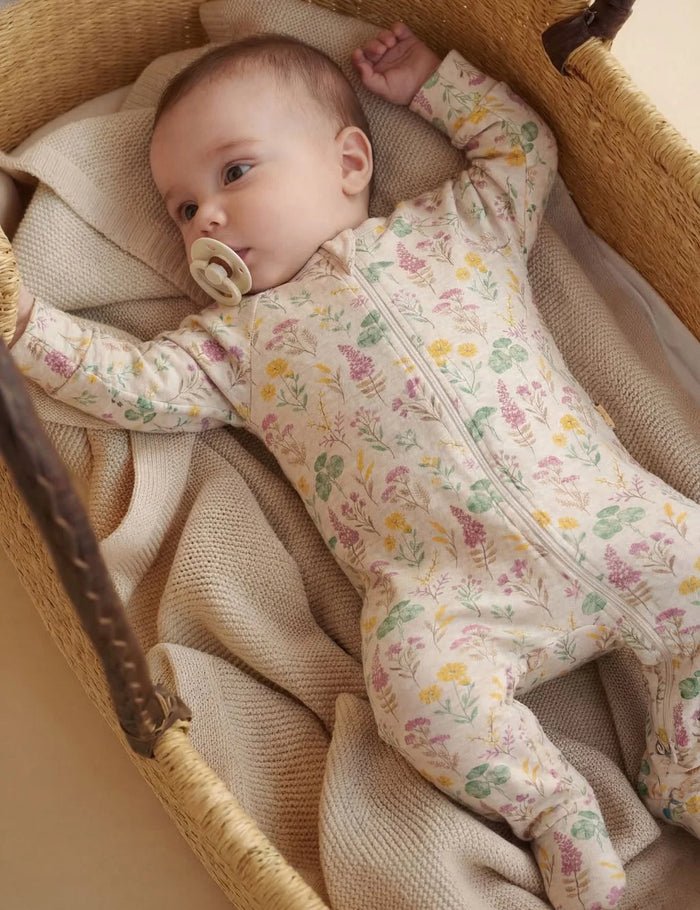 Organic Cotton Zipper Romper, Lilypad Print - Oh My Bebe Baby Romper