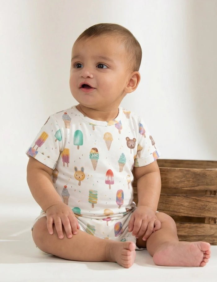 Gelati Print Shortie Romper in Organic Cotton - Oh My Bebe Baby Romper