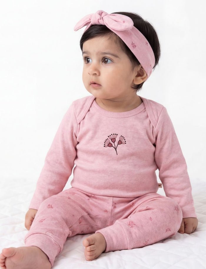 Organic Cotton 3-Piece Set: Bodysuit, Leggings and Headband - Oh My Bebe Baby Romper