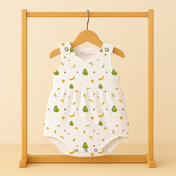 Girls Frock Style Onesie in Organic Cotton - Moms Home Baby Romper