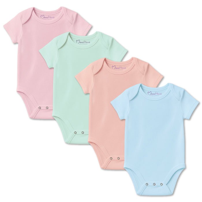 Organic Cotton Baby Onesie, Pastel Pack of 4 - Moms Home Baby Romper