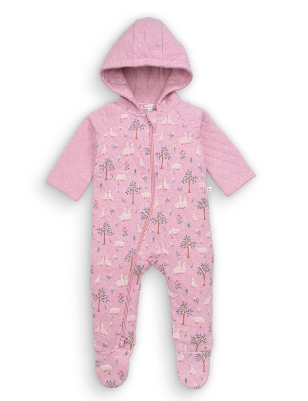 Organic Quilted Baby Romper, Pink Duck Print - Oh My Bebe Baby Romper