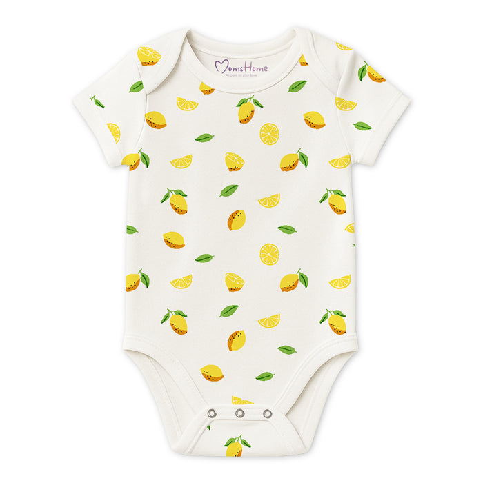 Baby Organic Cotton Onesie, Lemon Print, Half Sleeve - Moms Home Baby Romper