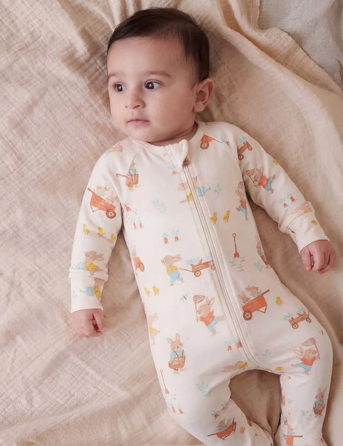 Organic Cotton Zipper Baby Romper, Easter Bunny - Oh My Bebe Baby Romper