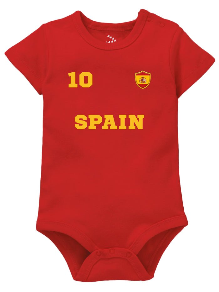 Spain Football Fan Baby Onesie, Organic Cotton