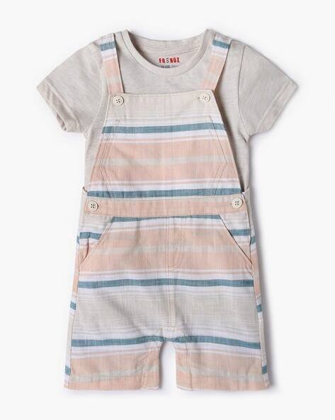 INF FRENDZ Striped Dungaree & T-Shirt Set