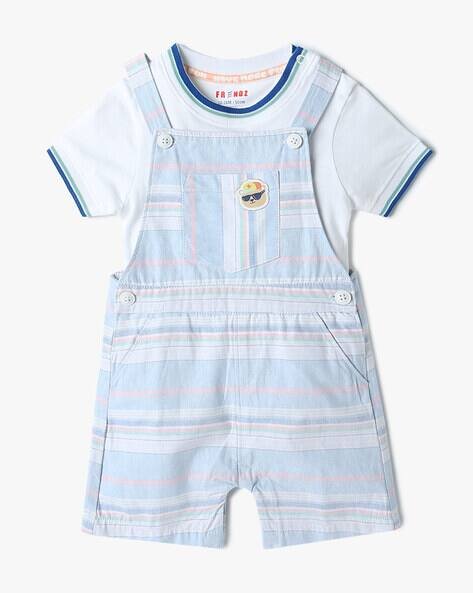 INF FRENDZ Boys Striped Regular Fit Dungaree with T-Shirt