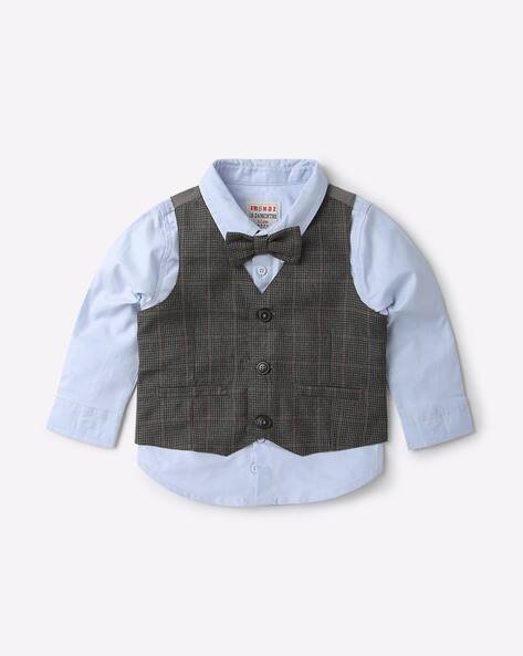 INF FRENDZ Checked Waistcoat with Shirt & Bow Tie
