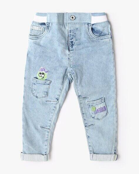 INF FRENDZ Light-Wash Regular Fit Applique Jeans