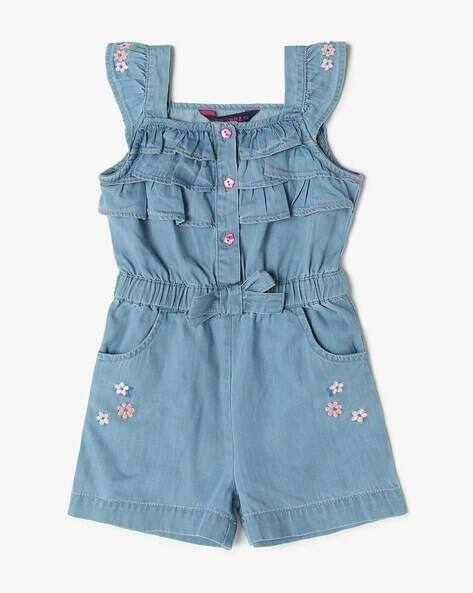 INF FRENDZ Light-Wash Ruffled Dungaree