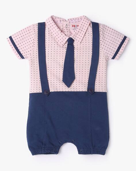 INF FRENDZ Striped Rompers with Bow-Tie