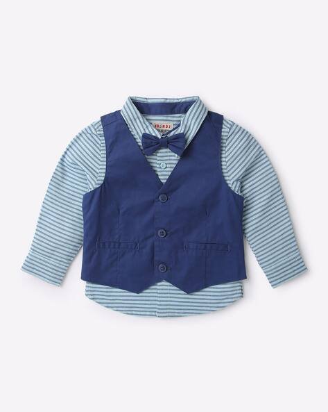 INF FRENDZ Striped Shirt with Waistcoat Set