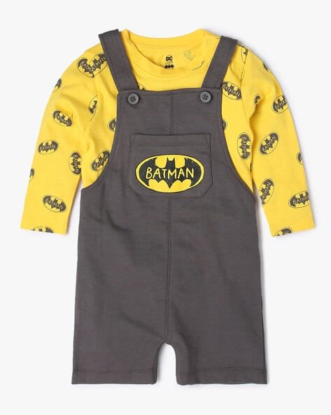 INF FRENDZ Batman Print Dungaree with T-Shirt Set