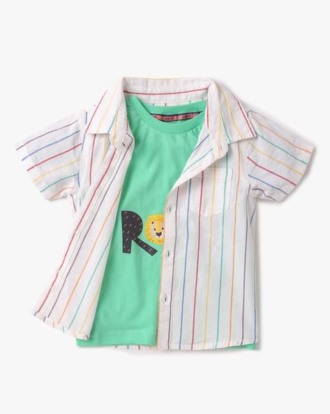 INF FRENDZ Graphic Print Crew-Neck T-Shirt with Shirt